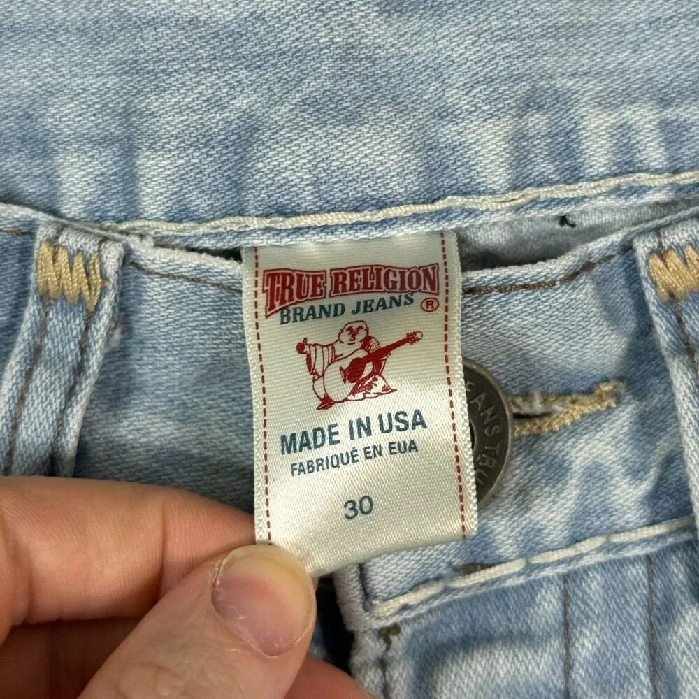 True Religion Jeans Mens 30 (Fits 31x29) Blue Geno Super T Light Wash Denim